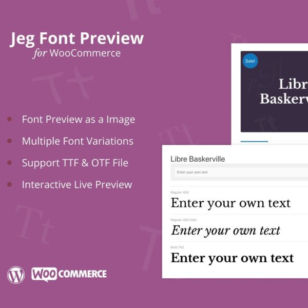 Jeg Font Preview – WooCommerce Extension Plugin